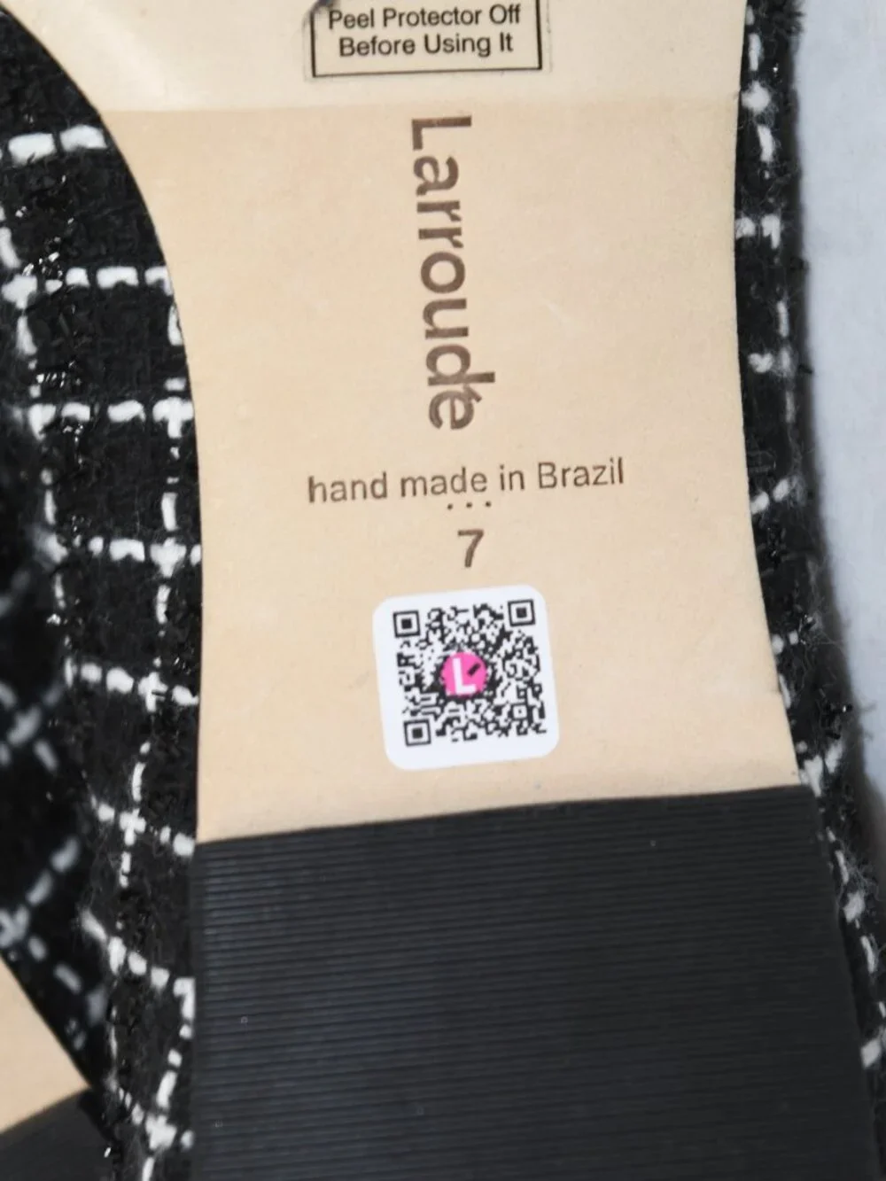 $330 LARROUDE lee ballet flats BOW CRYSTALS TWEED POINTY BLACK WHITE 7 US (TE10)